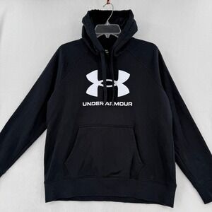 Under Armour Hoodie Women Medium Black Rival‎ Fleece Logo Pullover 1373060